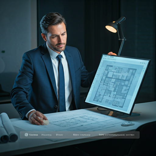Asesor revisando el plano del inmueble