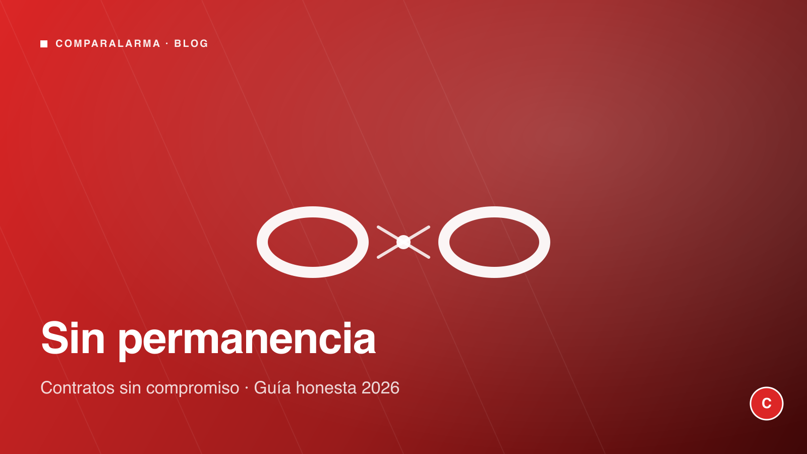 Cadena rota simbolizando un contrato sin permanencia, fondo rojo brand Comparalarma